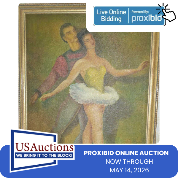 Framed vintage painting of ballet dancers